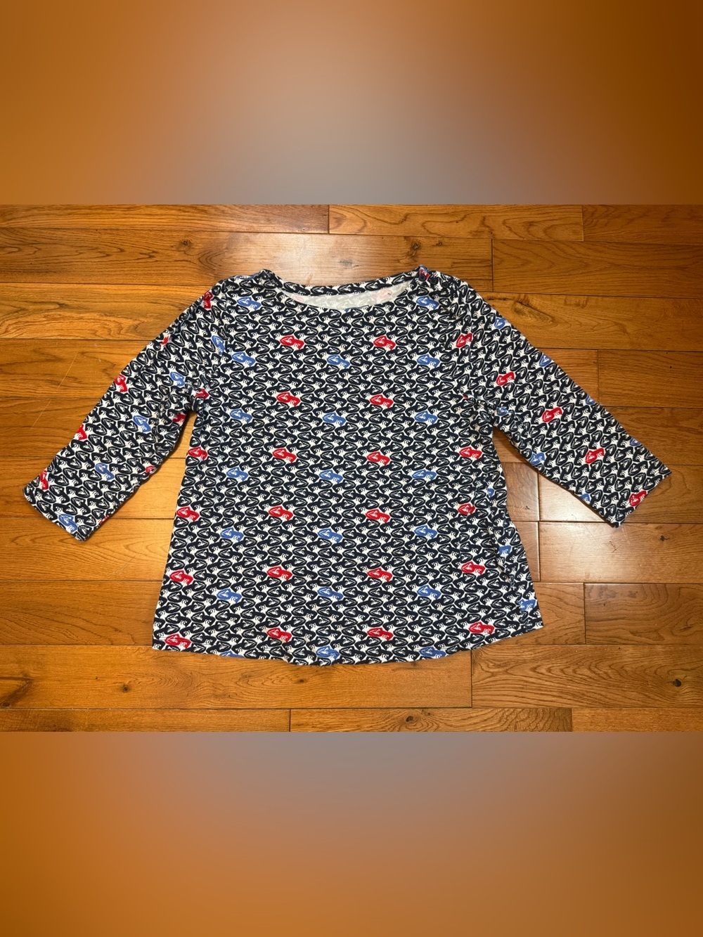 Charter Club Lobster Print 3/4 Sleeve Supima Cotton Shirt Fisherman